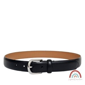 New! J. Crew Leather Round Buckle Dress Belt in Black NWOT